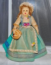 1940s Italian LENCI Mascotte Surprized Felt Doll 9" Floppy Legs Basket w/Flowers