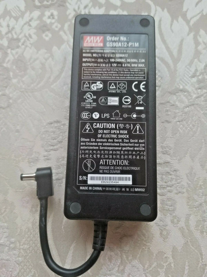 Mean Well GS90A12-P1M /12VDC / 6.67A/ 80W 100-240VAC connector 5.5mm / 2.1mm - Image 3 of 4