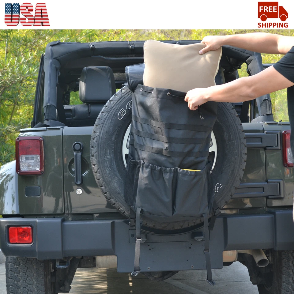 For Jeep Wrangler JK JL 4XE 07+ Upgraded Larger Capacity Offroad Spare Tire Bags Foto 4 de 4
