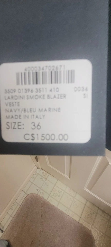Lardini Tuxedo Jacket Mens Midnight Blue Size 36 Club Monaco - Image 4 of 4
