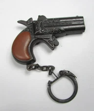 Vtg Mini 2.25" Derringer Pistol Toy Cap Gun Die Cast Key Chain Fob Ring Novelty