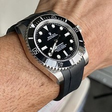  20mm All BLACK T Vulcanized RUBBER Strap Band Made To fIt Rolex 40mm Submariner