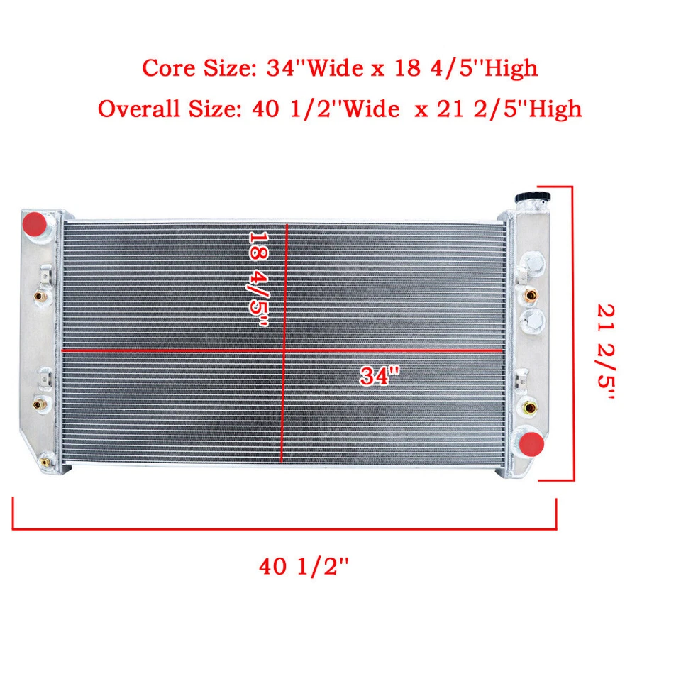 4 Row Aluminum Radiator For 1982-1991,84 CHEVY C10 C20 C30 K10 GMC TRUCK V8 6.2L Foto 3 de 4