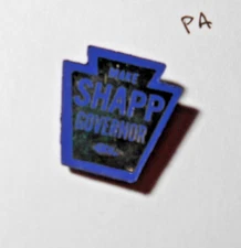 3/4" Shapp Pennsylvania Governor metal hatpin pinback button