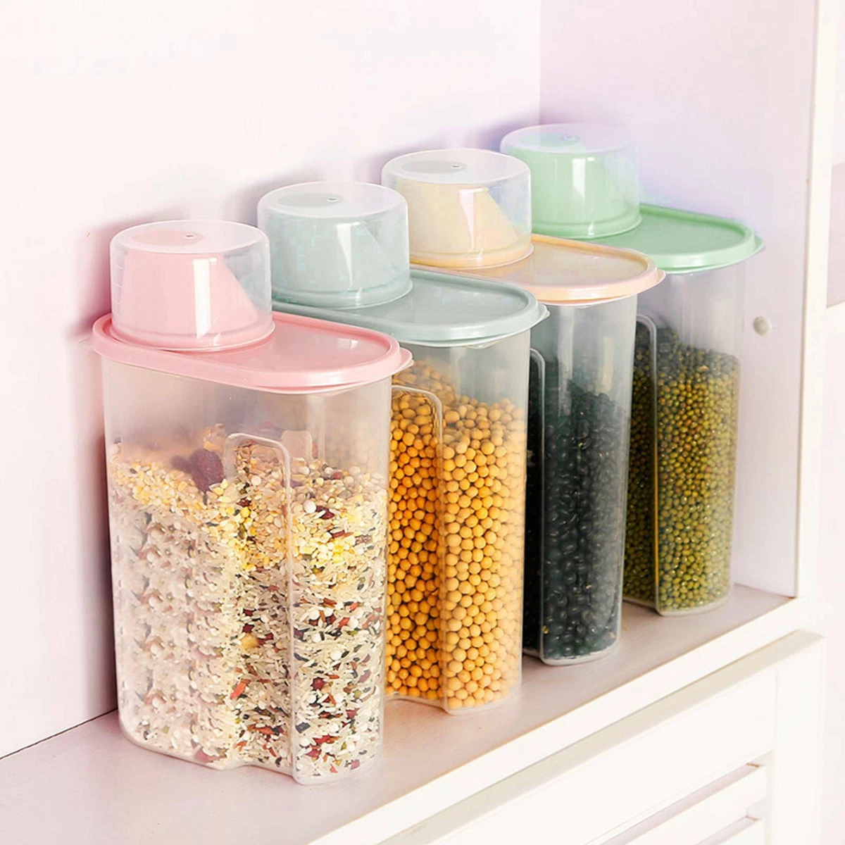 4pcs/set Cereal Storage Container, Plastic Airtight Food Storage