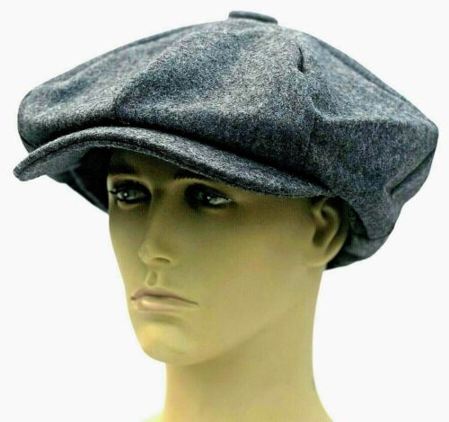Peaky Blinders Oversized Hat Newsboy Big Apple Gatsby Cap Flat Baker Boy Grey - Afbeelding 1 van 6