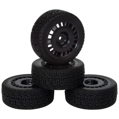 RC Wheels Rims Rubber Tires 12mm Hex Hub for Tamiya TT-01 TT-02 HPI Rally Car
