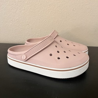 Crocs Crocband Platform Clog Sandals Pink/White Slip-On Women's US 7