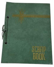 UNUSED Vintage 1950s Scrap Book 20 Page Scrapbook Album Tie Closure Green 12x9"