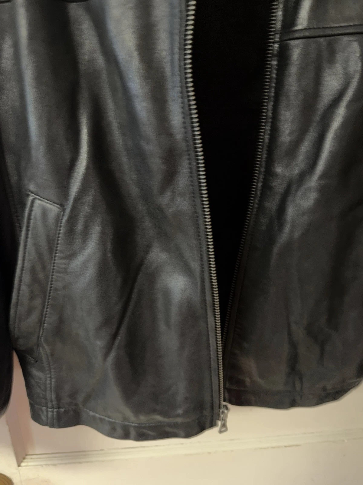 Vintage Kenneth Cole New York Jacket Mens Large Black Genuine Leather Full Zip - product detail image 6