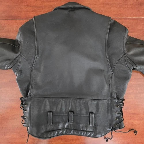 Vtg Custom Chrome Gear Large Leather Motorcycle Jacket Made In USA Talon Zippers image 4