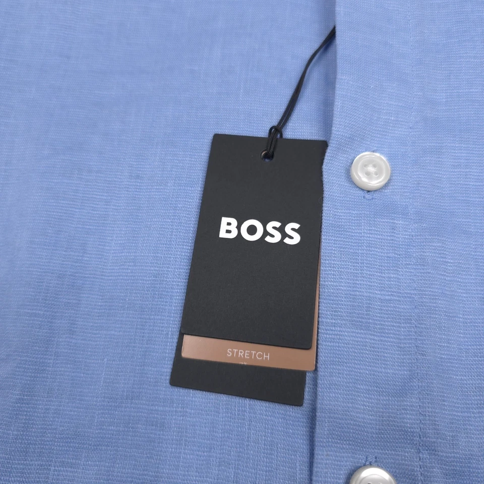 $138 Hugo Boss S-Roan-Ken-Sh-C1-242 Short Sleeve Linen Button Up Shirt Men Small - Image 3 of 4