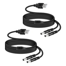 2Pack USB to Dual 5V DC Power Cord, USB to DC 5.5X2.1MM Splitter Charging Cab...