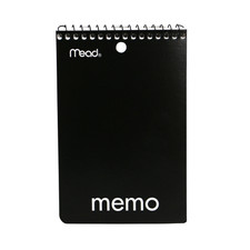 Mead Top Bound Spiral Memo Book College Ruled : 4 in. x 6 in. Black 