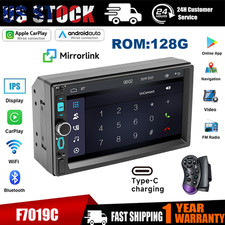 128G Double Din 7" Touch Screen Stereo BT Radio Car Apple/Android Carplay GPS
