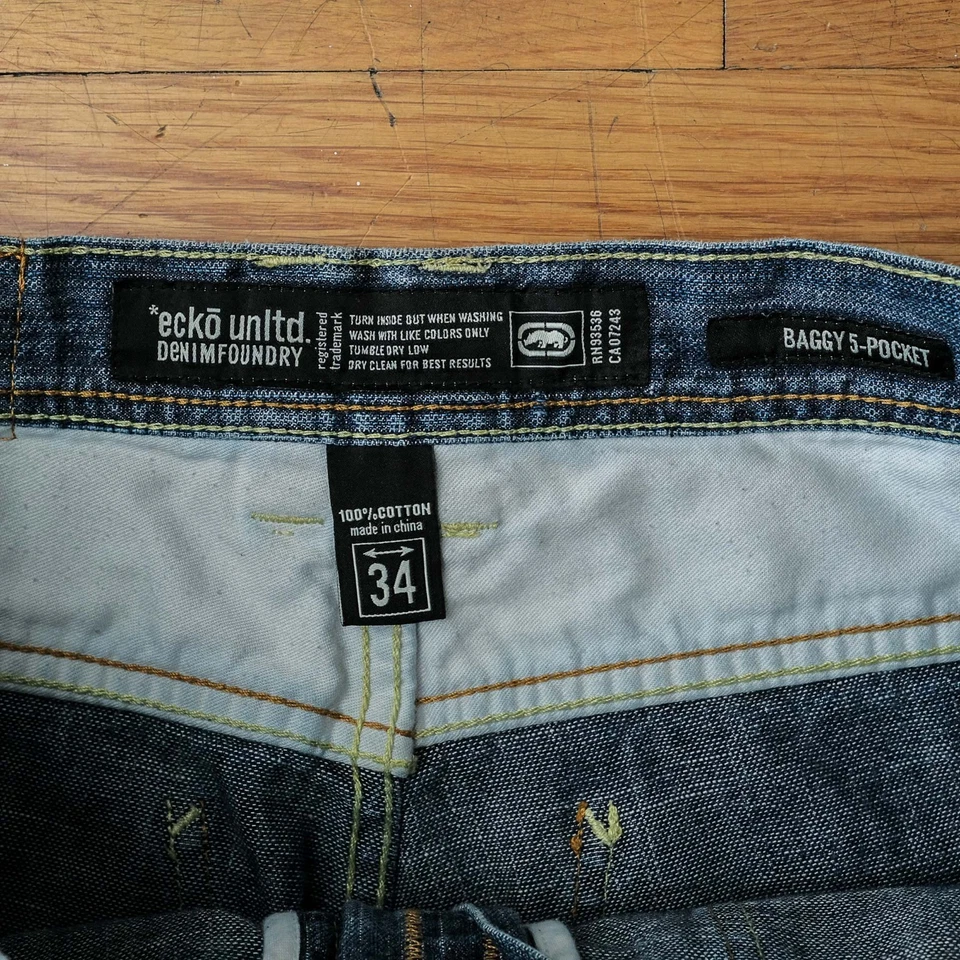 Pantalones Cortos ECKO UNLTD Sueltos Jean Pantalones Cortos Utilidad Denim Hip Hop Y2K Grunge Skate 34 Foto 4 de 4