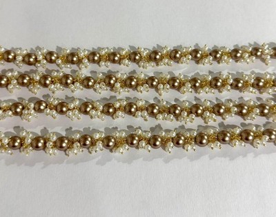 8mm Brown Shell Pearl & 4mm White Pearl Gold Plated Rosary Chain  Jewelry Making
