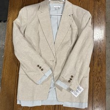 Topshop oversized linen blazer with exposed lining in ecru size 4
