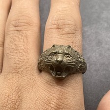 Unique Ancient Roman Bronze Tiger As Bezel Ring