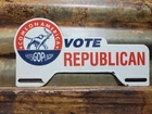 VINTAGE VOTE REPUBLICAN PORCELAIN SIGN OLD GOP POLITICAL PRESIDENT US TAG TOPPER