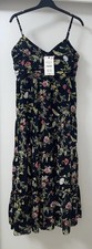 ZARA MULTICOLOUR THIN STRAPS GATHERED CUTWORK EMBROIDERY MIDI DRESS SIZE M BNWT
