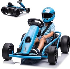 Kinder Elektro-Go-Kart 24V 2×300W Motoren 13km/h Sitz 37cm Sicherheitsgurt Musik
