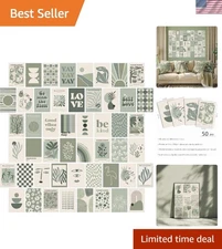 Sage Green Aesthetic Poster Set - 50-Piece Matisse Collage Kit for Stylish Rooms