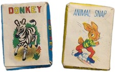 Vintage Mini Card Games Lot of 2 Donkey, Animal Snap Made In Hong Kong