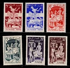TUNISIA, FRANCE: 1955 STAMPS UNUSED SET MOST MNH SCOTT #265-70 SOUND