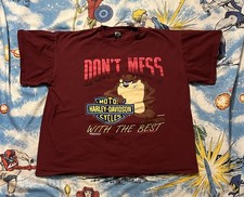 Vintage 1992 Harley Davidson Taz Looney Tunes Mess The Best T-shirt XL Biker Vtg