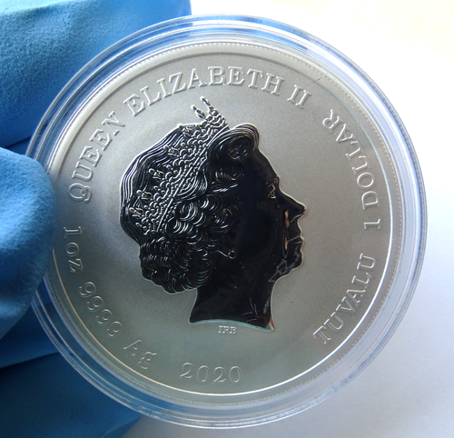 Queen Elizabeth II / 1oz 9999 Ag 2020 / TUVALU 1 Dollar / FedEx FS - Picture 4 of 10