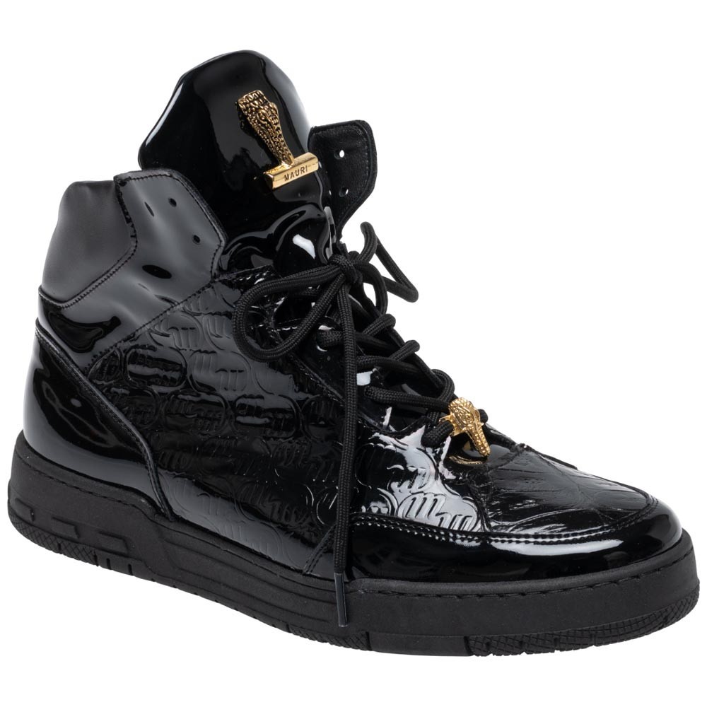 Mauri Men's Baby Crocodile Skin Black Fashion Sneakers HAMME