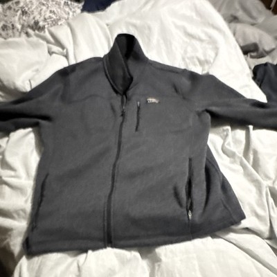 L.L. Bean Men's XL Gray Knit Full Zip Sweater, Slightly Fitted, Mock Neck