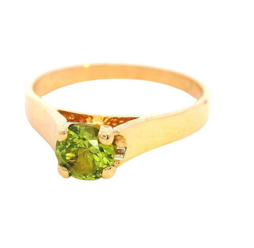 Classic 9ct Gold Ring with Round Green Crafted Spinel, Slim Cast Design - 第 9/20 張圖片