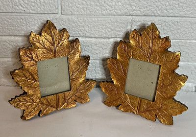 PAIR-2 Gold Acrylic Leaf Frame for 3x3 Square Photo FALL DECOR