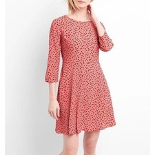 New womans Gap coral dress black abstract dots 3/4 sleeve dress plus size 20