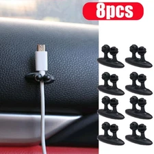 8x Car Interior Accessories Wire Cable Holder Clips Charger Line Organizer Black