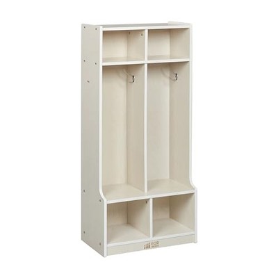 ECR4KIDS 2-SECTION COAT LOCKER WITH BENCH AND CUBBY - WHITE WASH