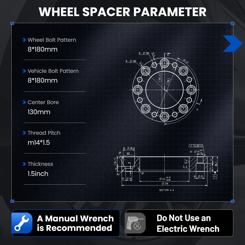 4PCS 1.5" 8x180 Wheel Spacers For GMC Sierra Chevy Silverado 2500 HD 3500 HD Foto 2 de 4