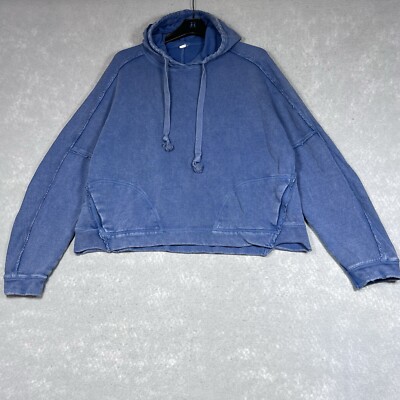 FP Movement Sweatshirt Womens Size Small Blue Hoodie Pockets Work it Out 