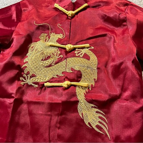 Boy’s Dragon Embroidered Red & Gold Chinese Lunar New Year Traditional Top 4 EUC - Picture 6 of 8