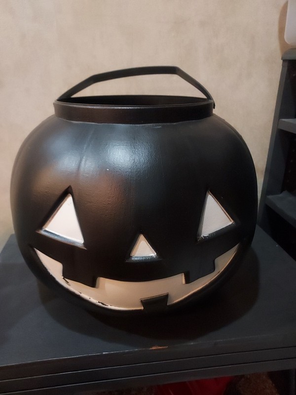 HUGE Black Plastic Halloween Pumpkin Candy Pail Bucket Blow Mold 12.25"x15.5"