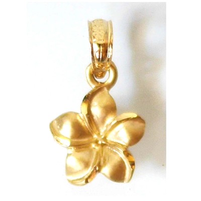 14K massiver Gelbgold Hawaii Plumeria Blume Anhänger 3/8'' (9 mm) E2766-73