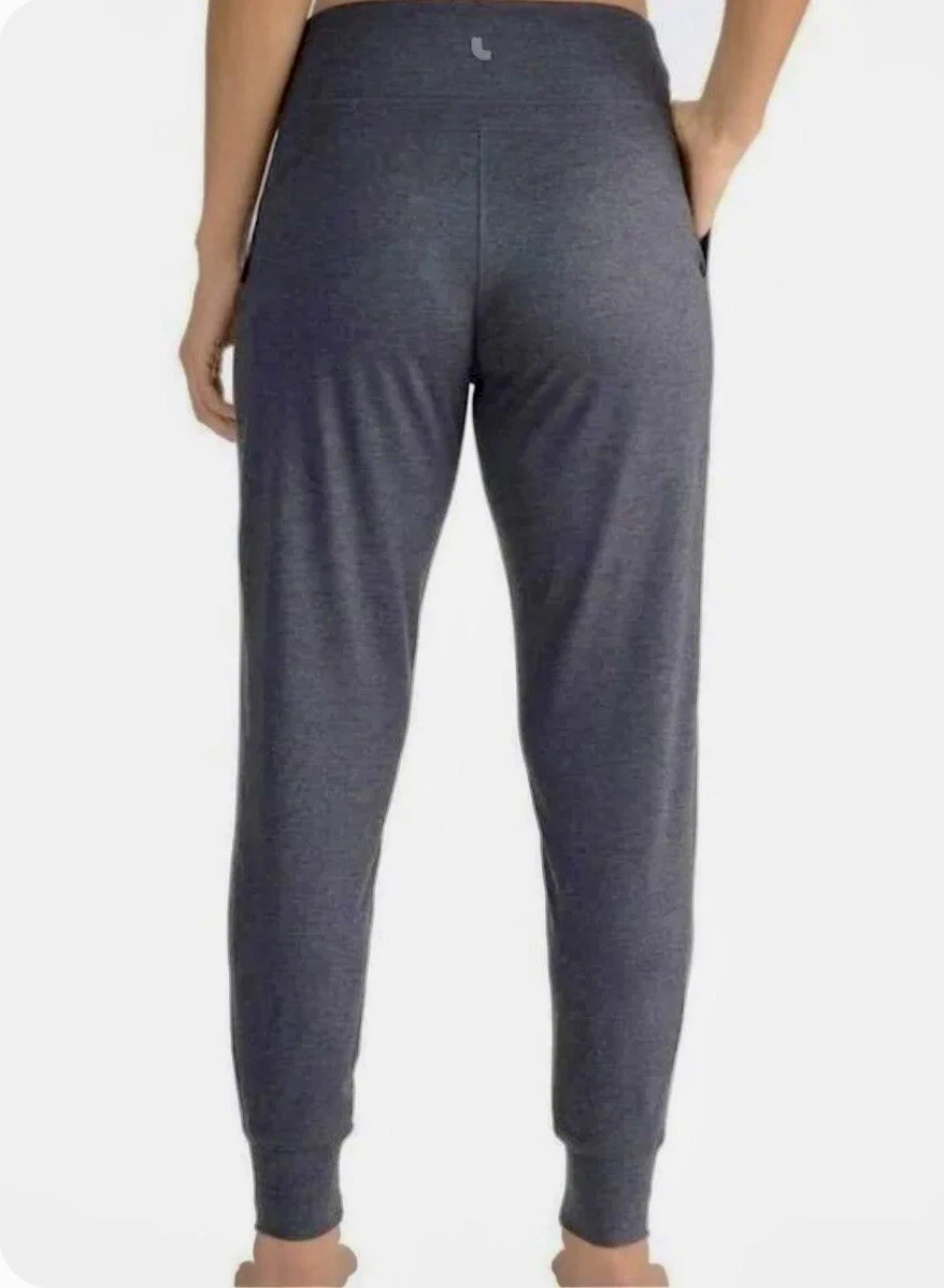 lole dark jersey knit high rise lounge cinch waist joggers pants