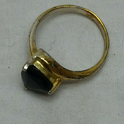 Ladies Cocktail Ring Size 6.5 Blue-Green Stone - Picture 5 of 9