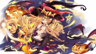 Anime 2d girls loli skimpy clothes thighhighs witch Playmat Game Mat Desk