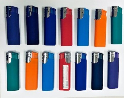 5-Flags  Rubber Coated Windproof Flame Electronic Lighter Refillable Pack of 14 