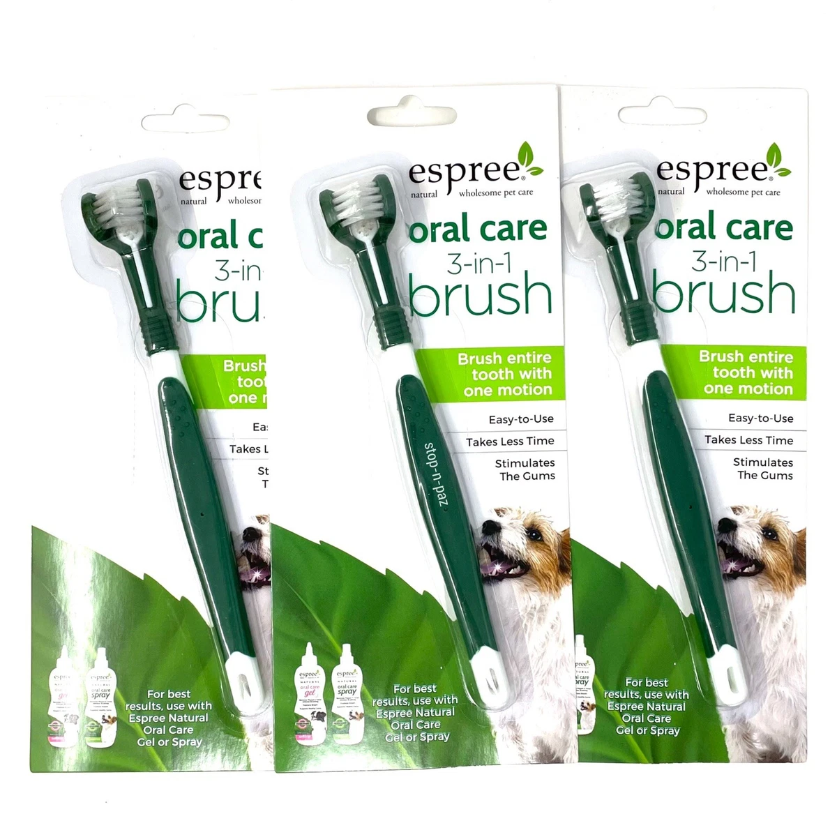 Espree Oral Care 3 in 1 Dog Toothbrush Soft Gentle Bristles 3