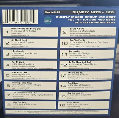SF120            SUNFLY KARAOKE CDG VERY RARE, NOT SOLD IN THE USA  LOT UK