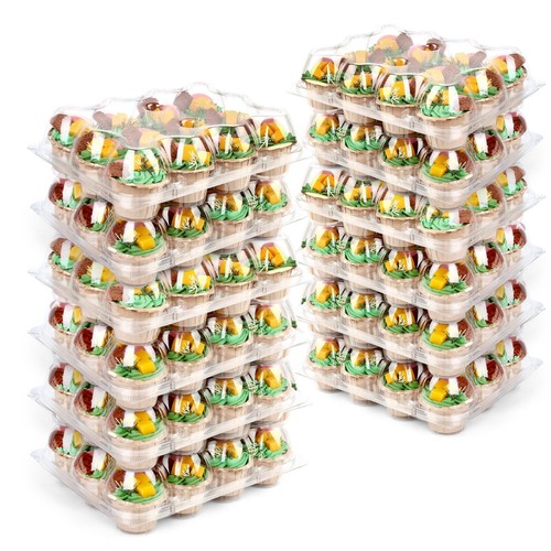 1 Dozen Cupcake Containers Plastic Boxes Bulk Holder Disposable Muffin Carrier - 第 1/8 張圖片